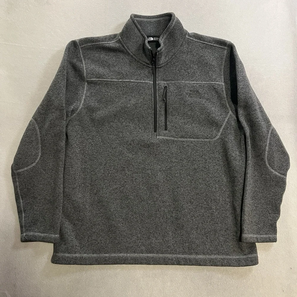 North Face Jacket Men's Size 2XL Gray Fleece Gordon Lyons 1/4 Zip Pullover